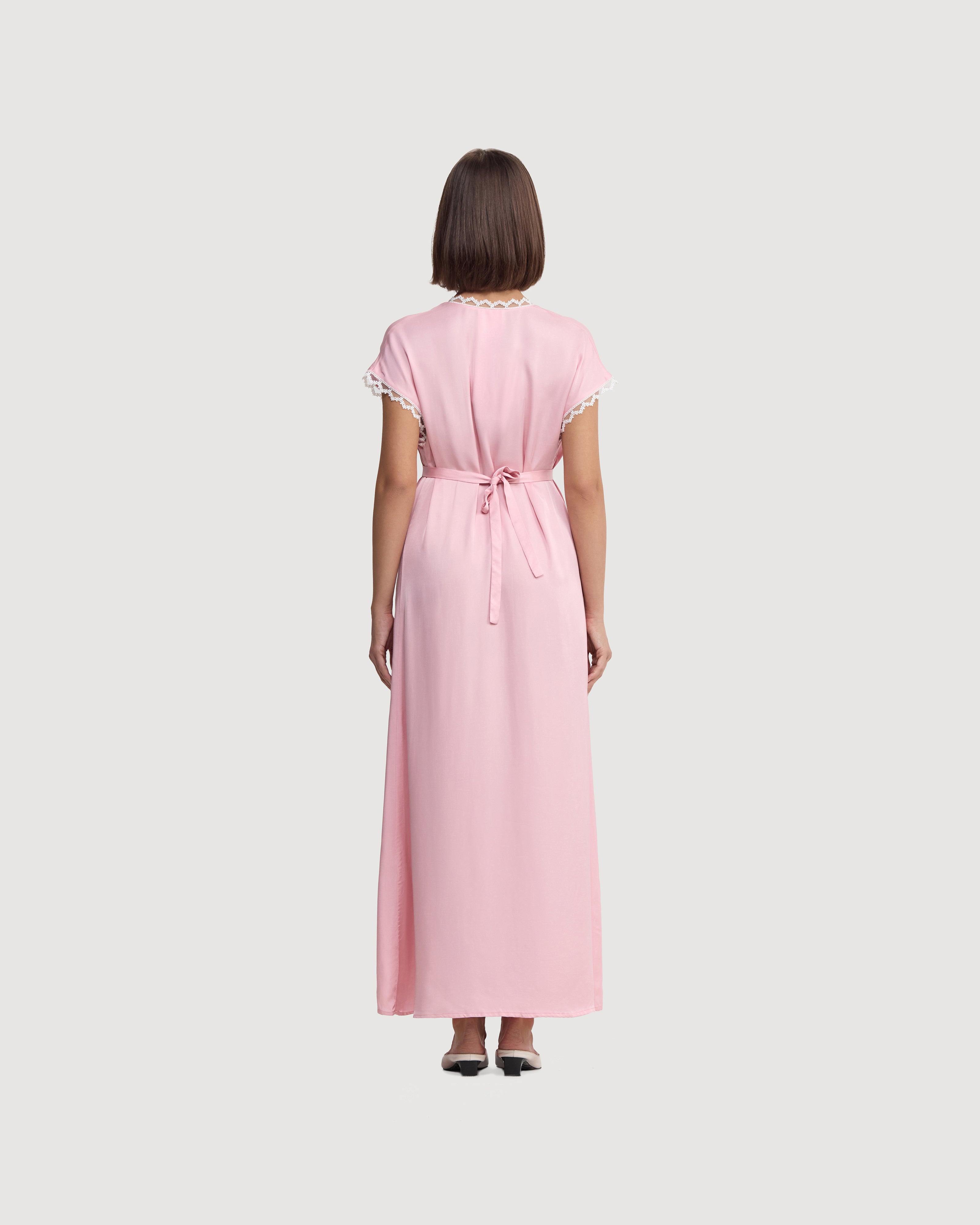 the genus rosa satin dress in pink Sleeper The Genus Rosa Maxi Dress - Pink