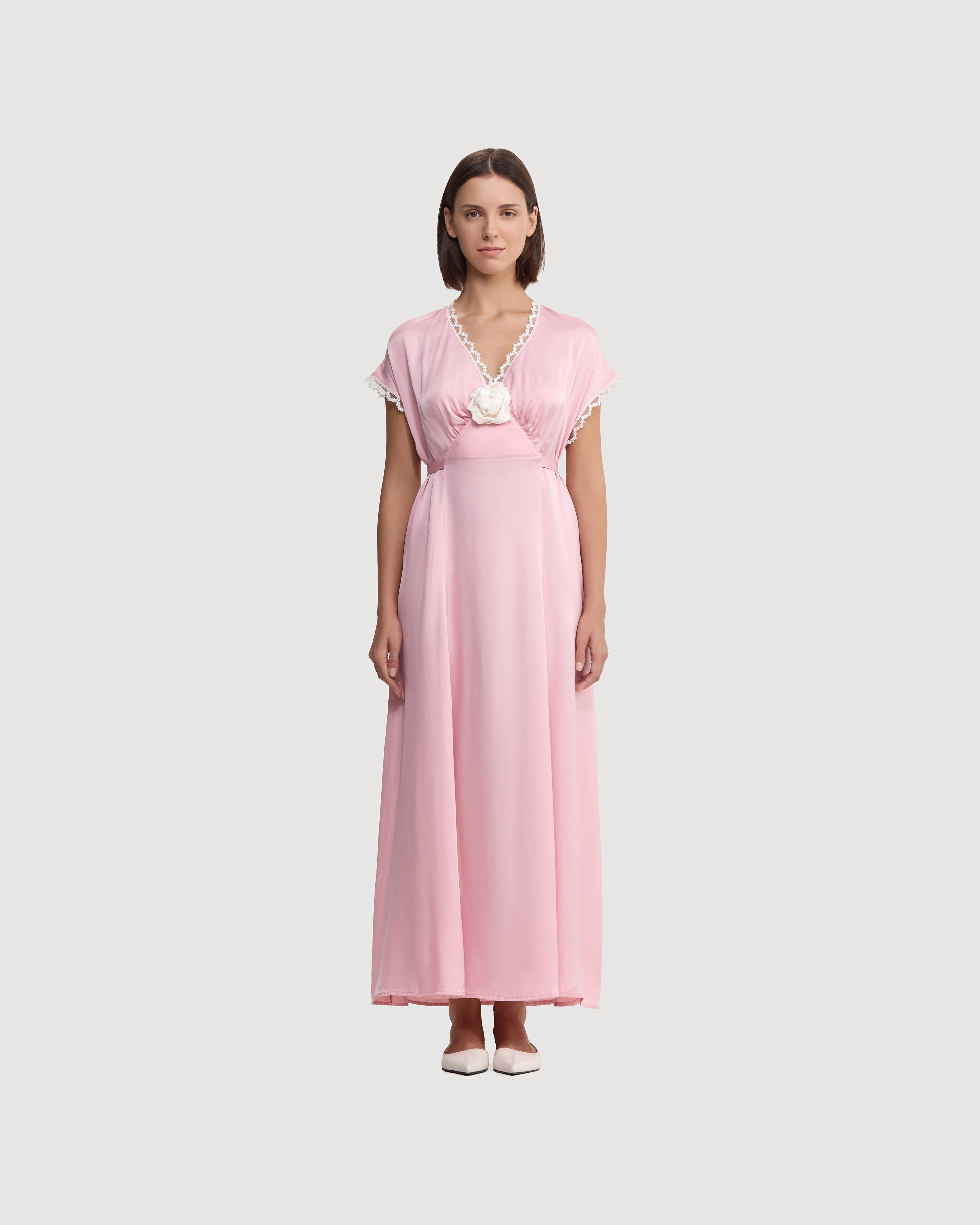 the genus rosa satin dress in pink strapless open back dress The Genus Rosa Satin Dress in Pink Sleeper